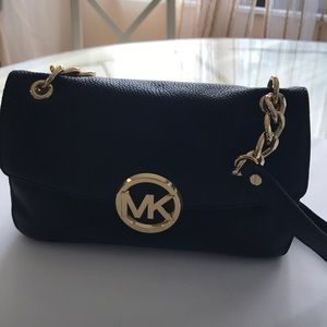 Michael Kors Black Pebble Fulton Small Flap Bag